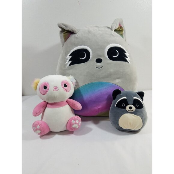 Squishmallows lot of 4 Kaldette Pink Panda Randy Max Raccoon Francis Lion Plush - Picture 7 of 14